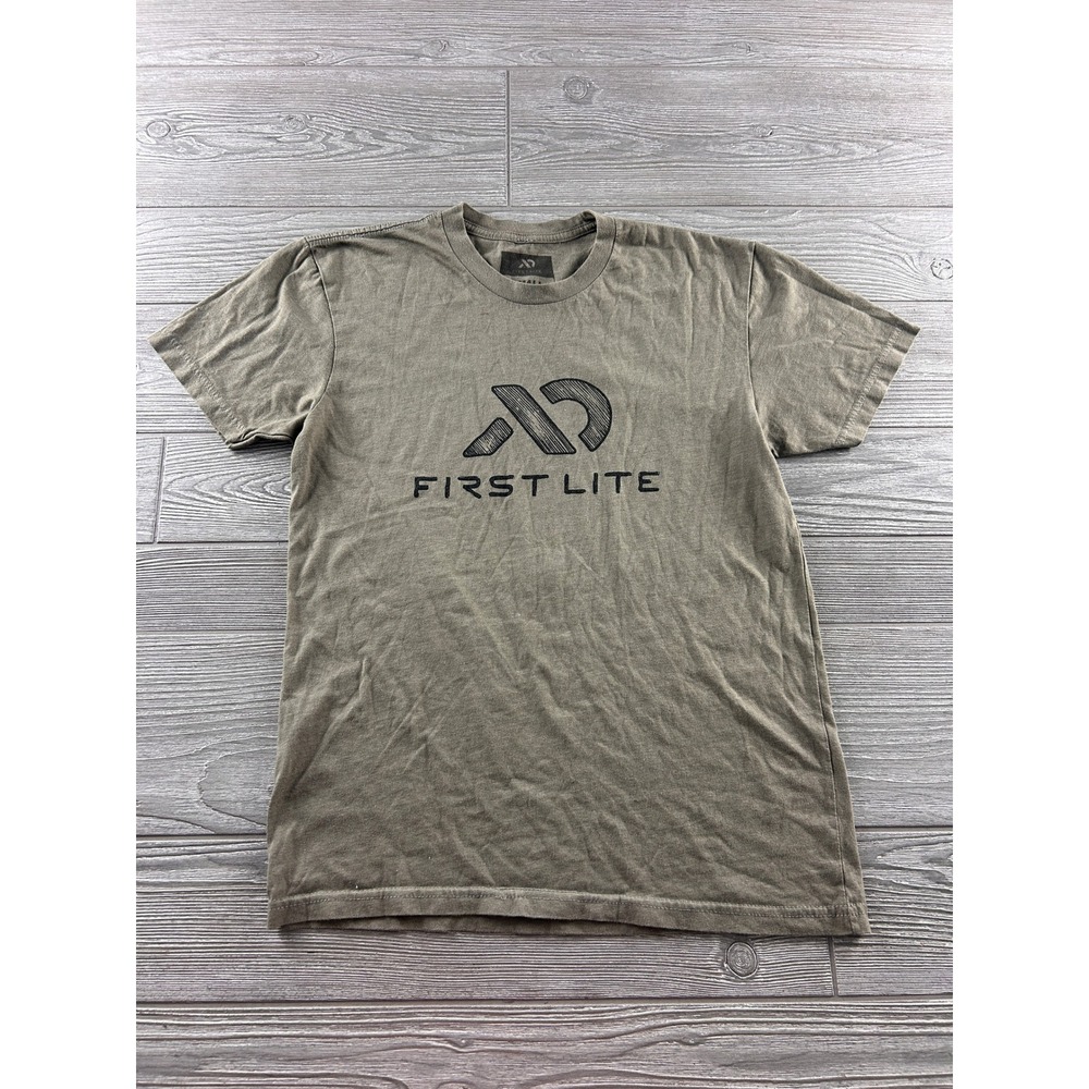 First Lite Mens Graphic T-Shirt Small Olive Bighorn Sheep Ram Landon Mayer Logo